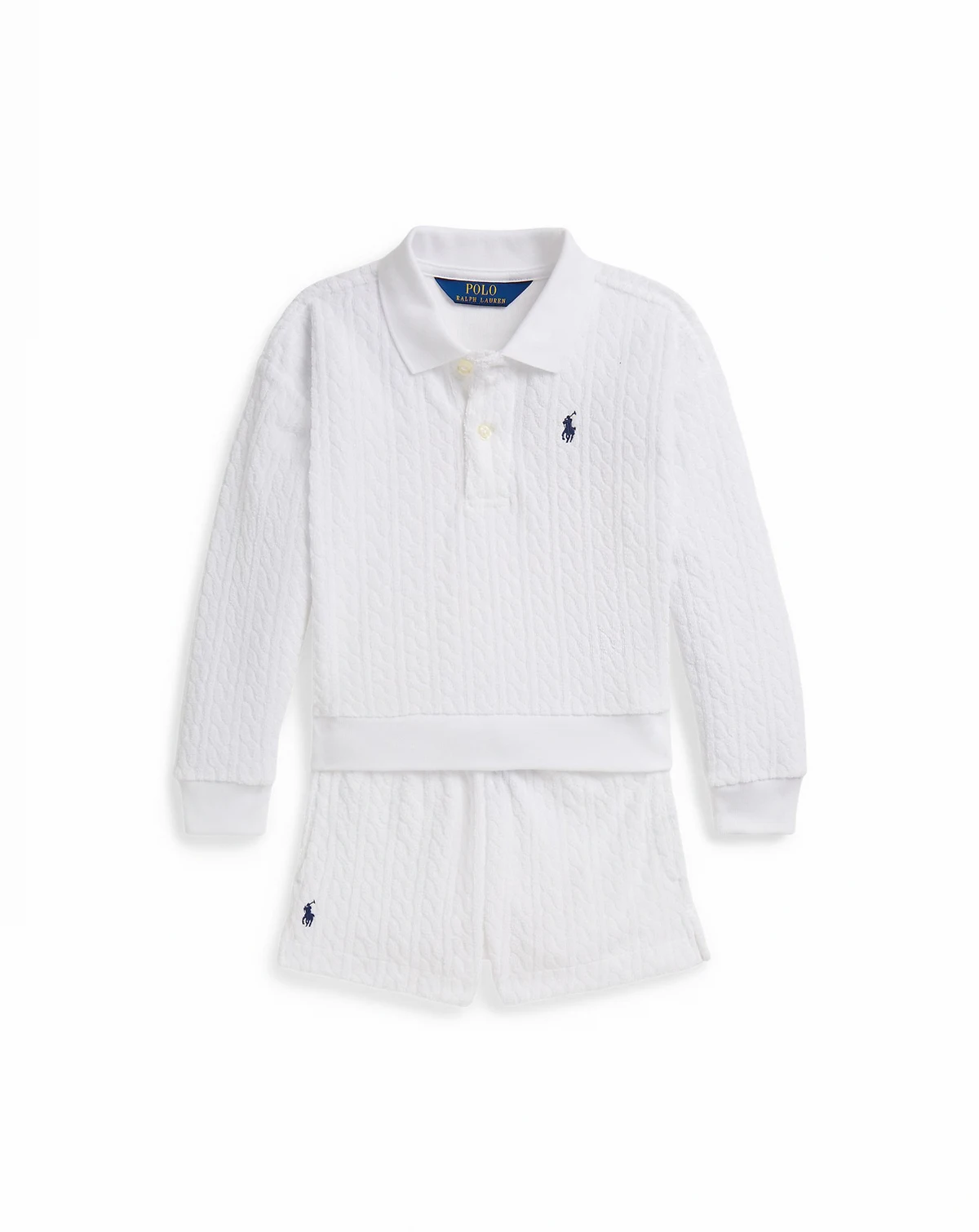 Girls' 2-6X Mini-Cable Terry Polo Shirt & Shorts, 2-Piece Set