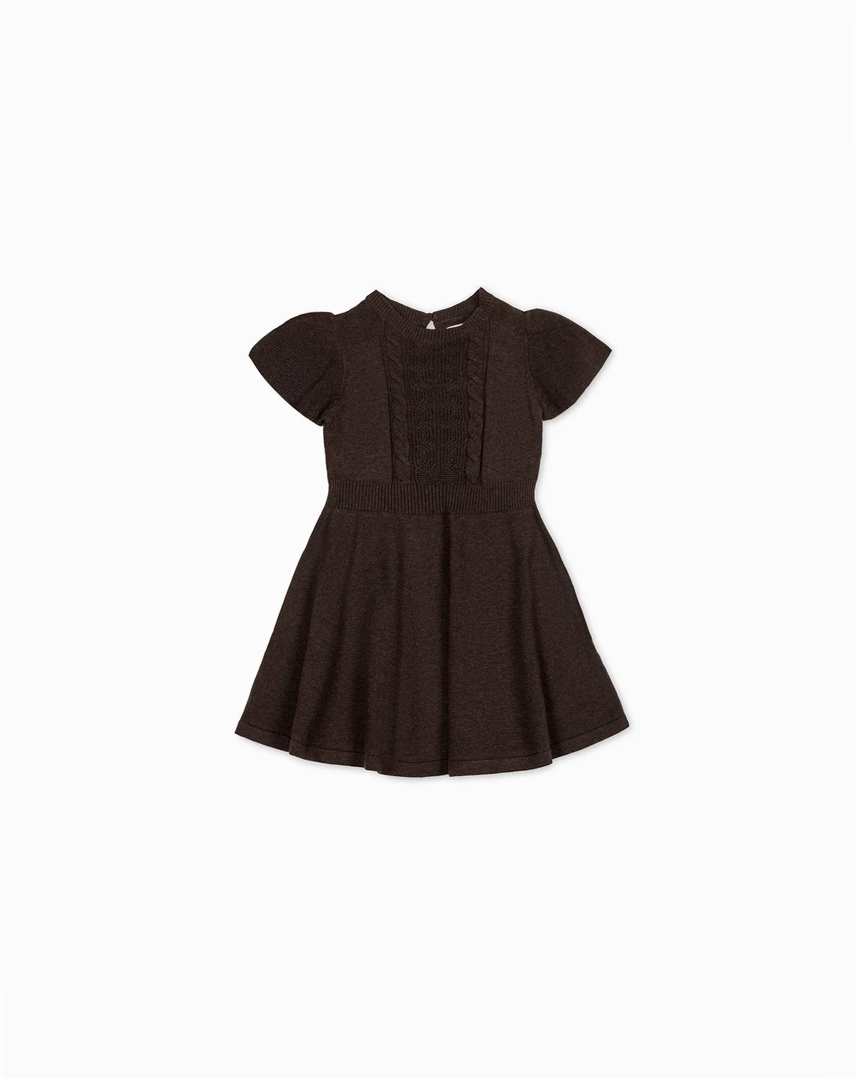 Toddler Girls Organic Flutter Sleeve Cable Sweater Dress