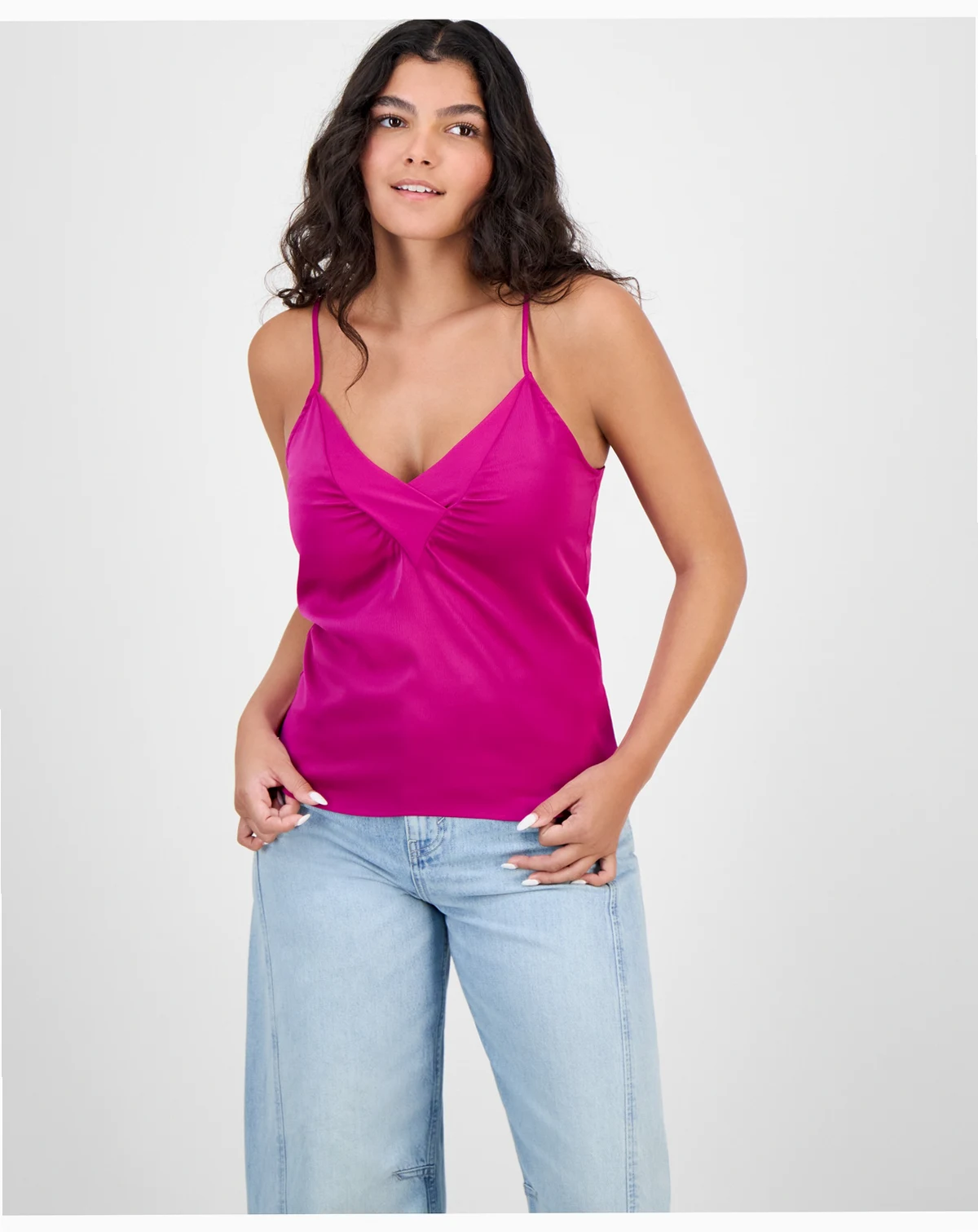 Women's Mesh-Trim V-Neck Satin Camisole