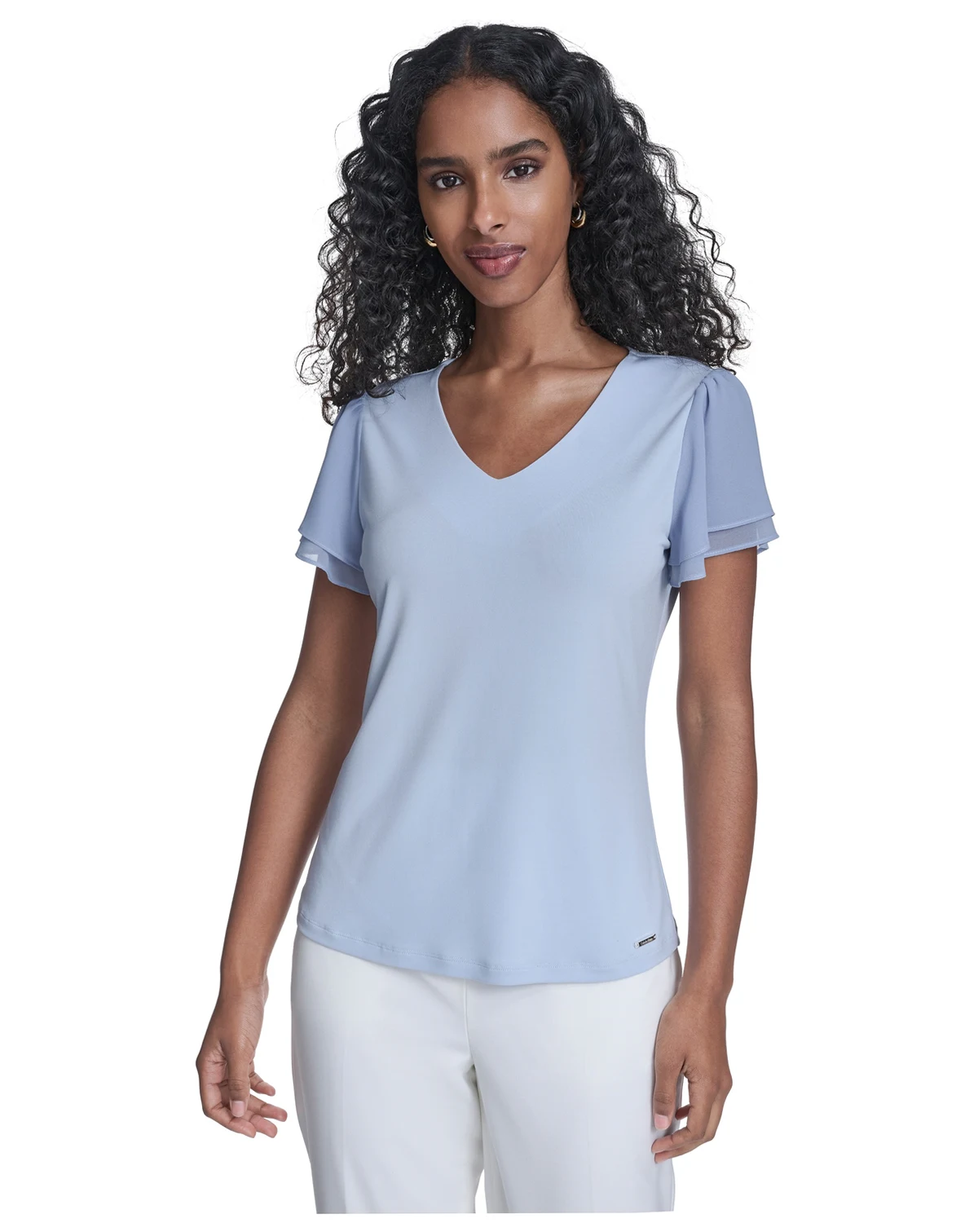 Women's Solid V-Neck Blouse