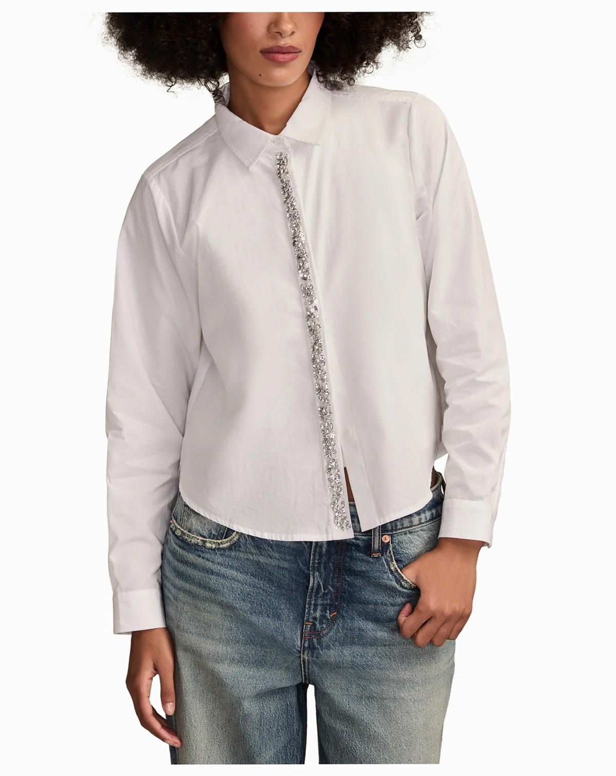 Women's Bejeweled Button-Up Shirt