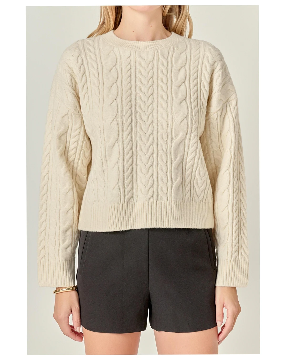 Women's Crewneck Cable Sweater