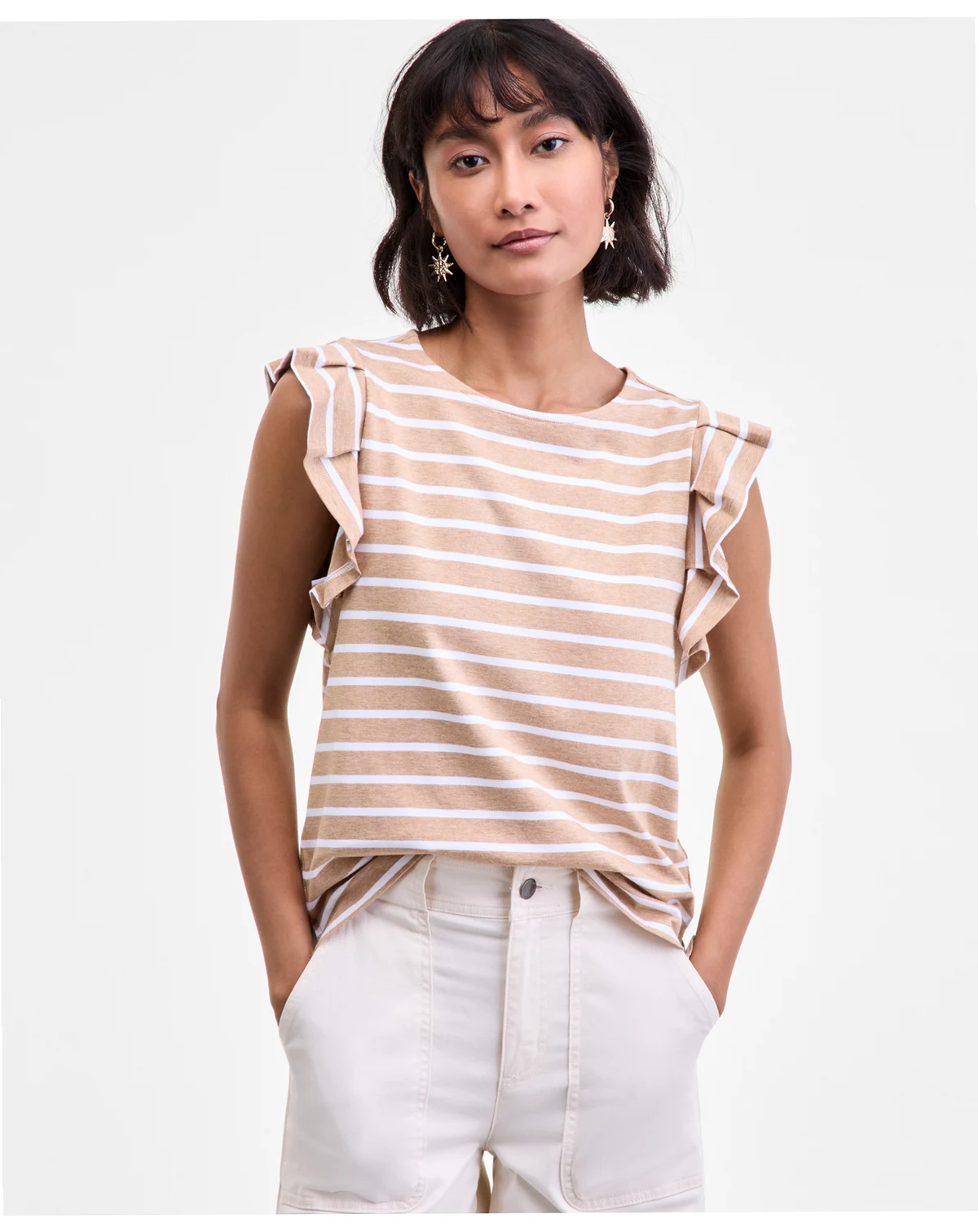 Women's Flutter-Sleeve Jersey T-Shirt, Macy's Exclusive