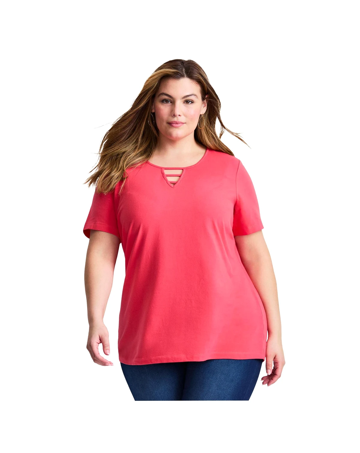 Women's Triple Keyhole Short Sleeve Tee