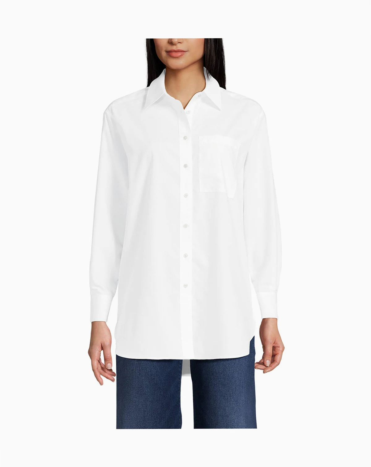 Women's Oversized No Iron Tunic with Statement Collar Shirt