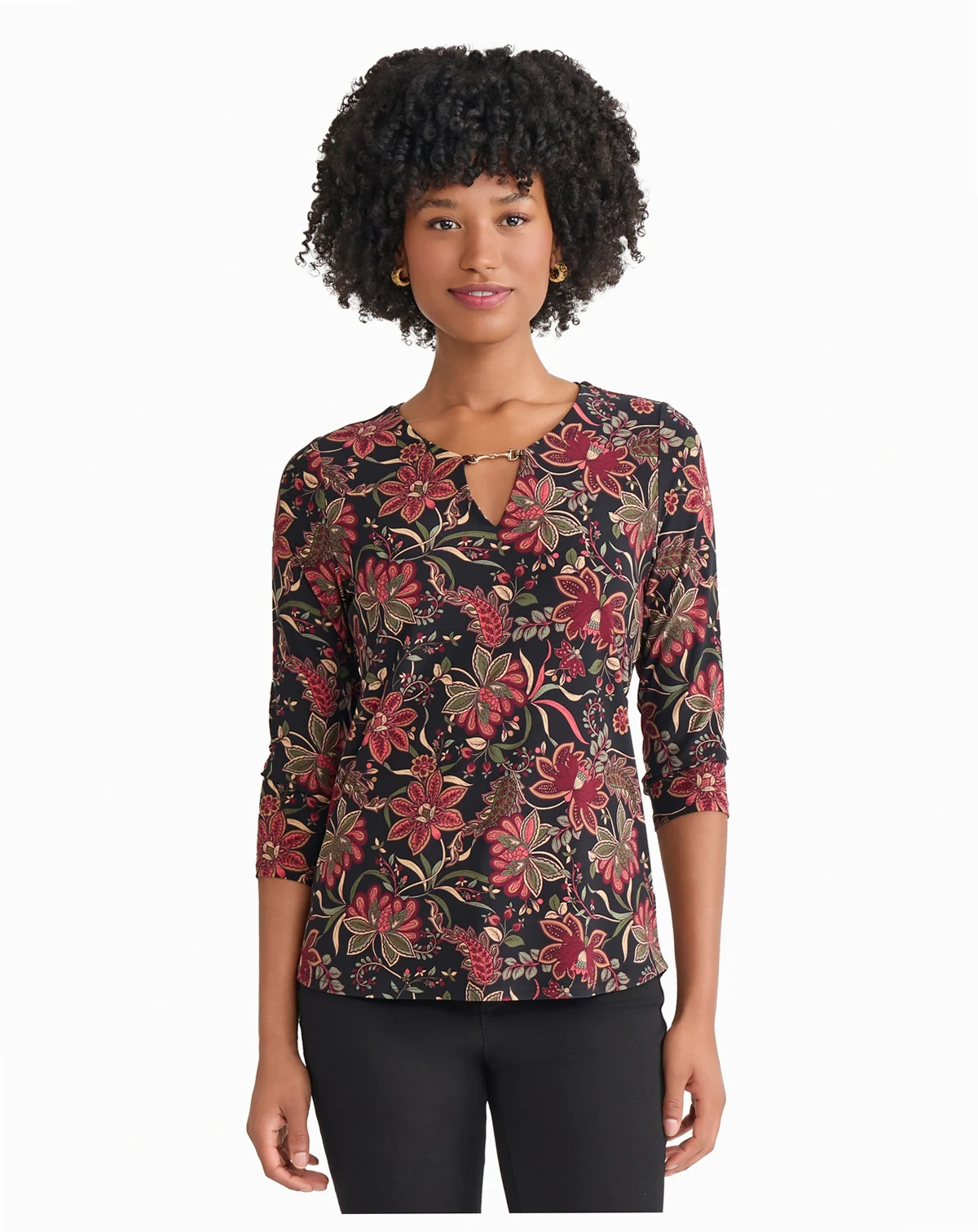 Women's Printed V-Neck Top