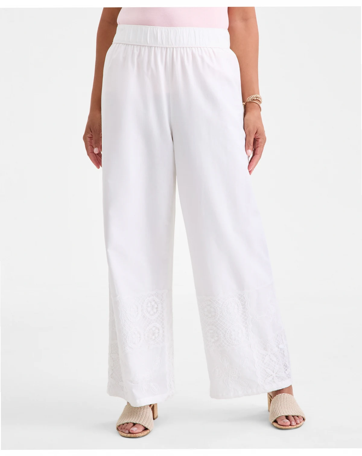 Plus Size Patchwork Pull-On Pants