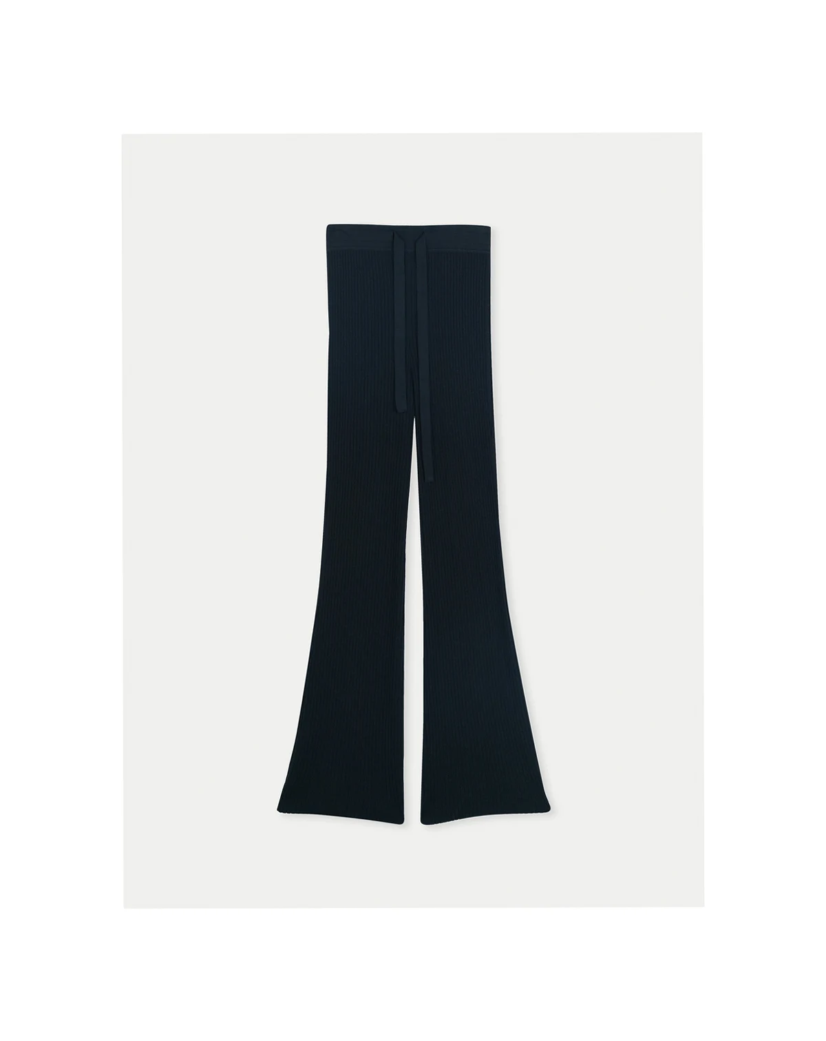 Women's Drawstring Ribbed Cotton Silk Cashmere Blend Flares