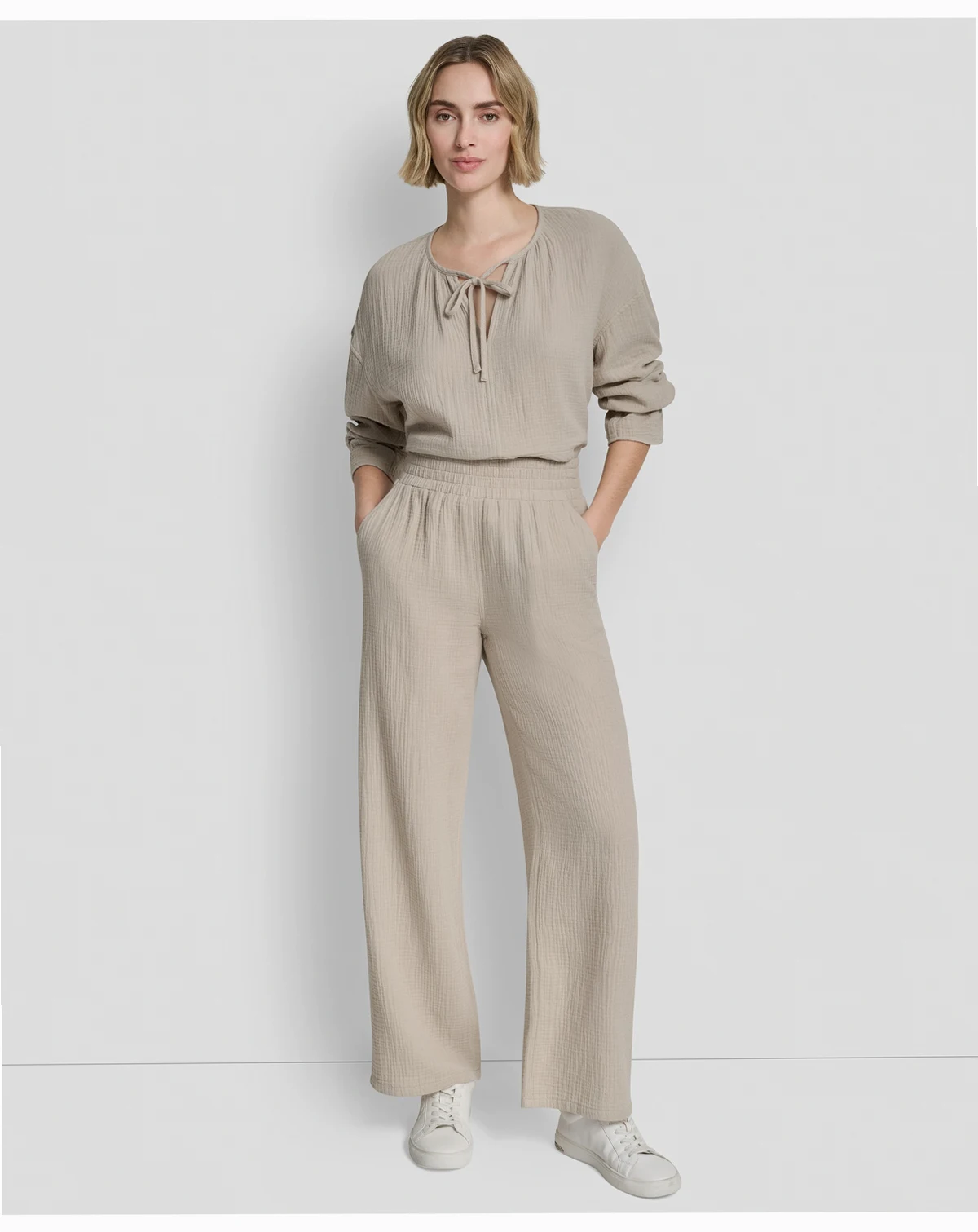 Women's High-Rise Gauze Straight-Leg Pants