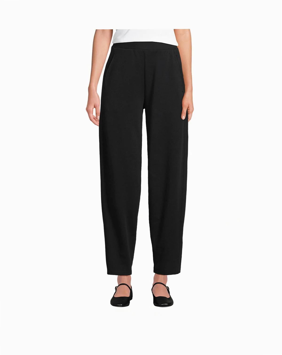 Women's Petite Sport Knit High Rise Barrel Ankle Pants
