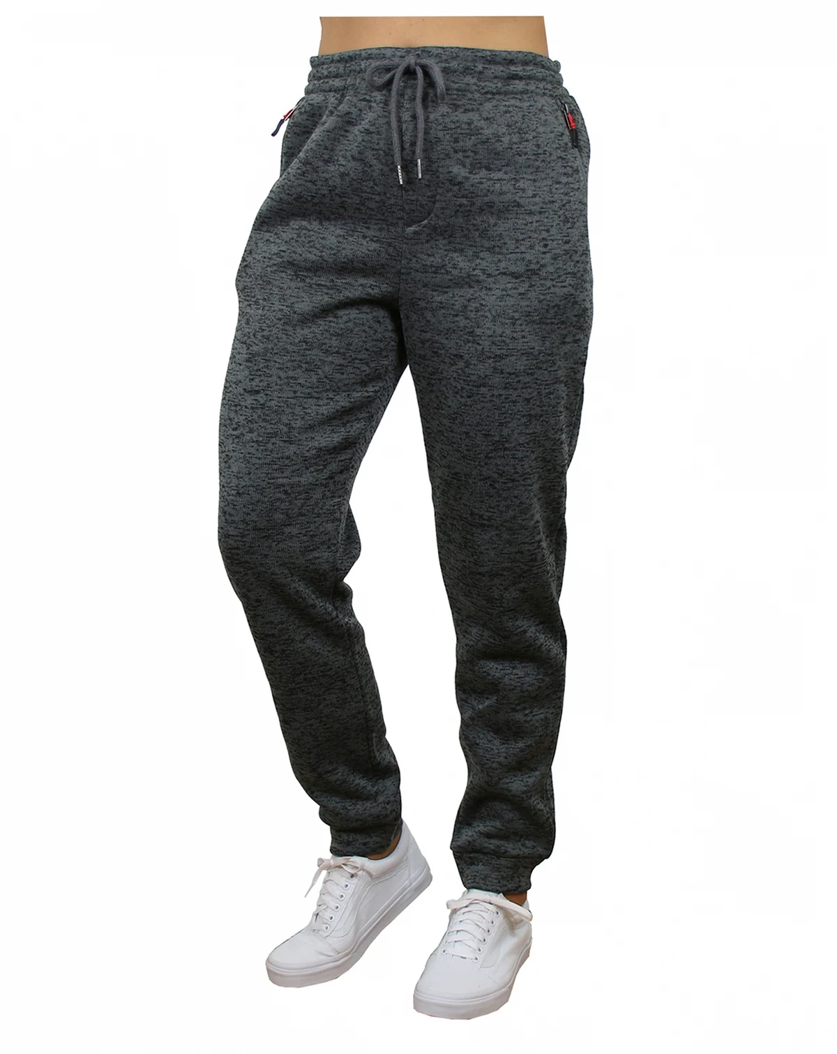 Women's Loose Fit Marled Fleece Joggers with Zipper Side Pockets