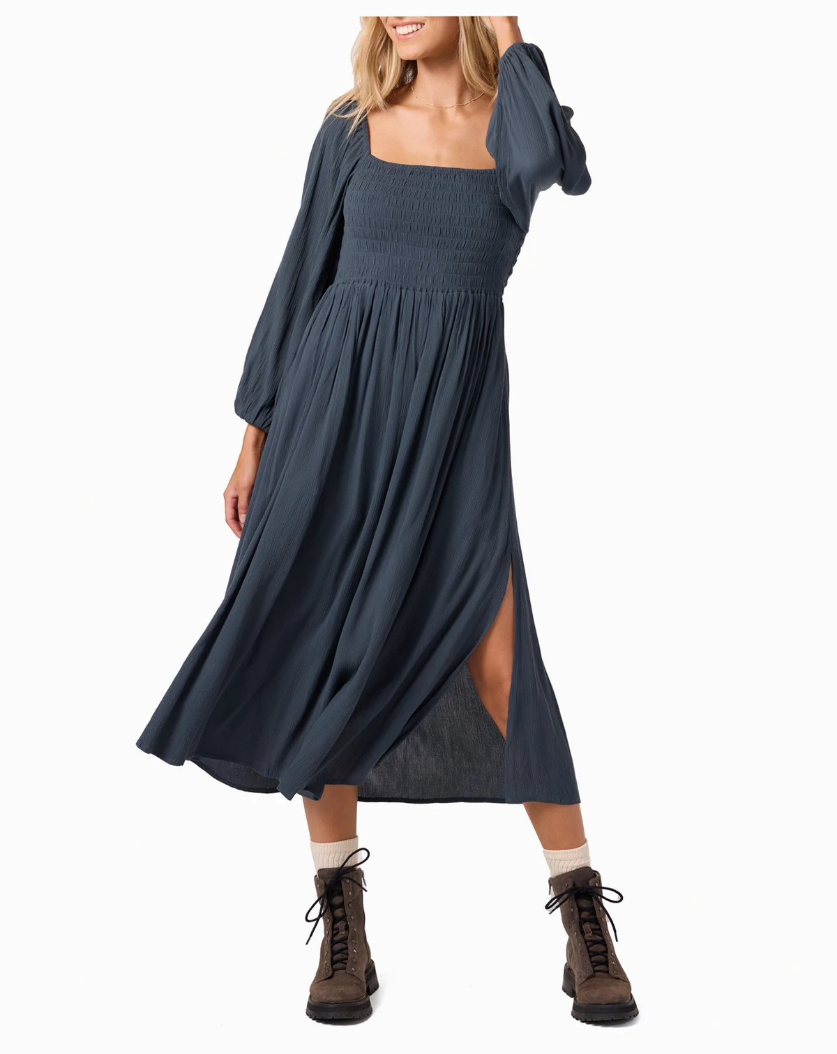 Women's Gracyn Smocked Long Sleeve Midi Dress