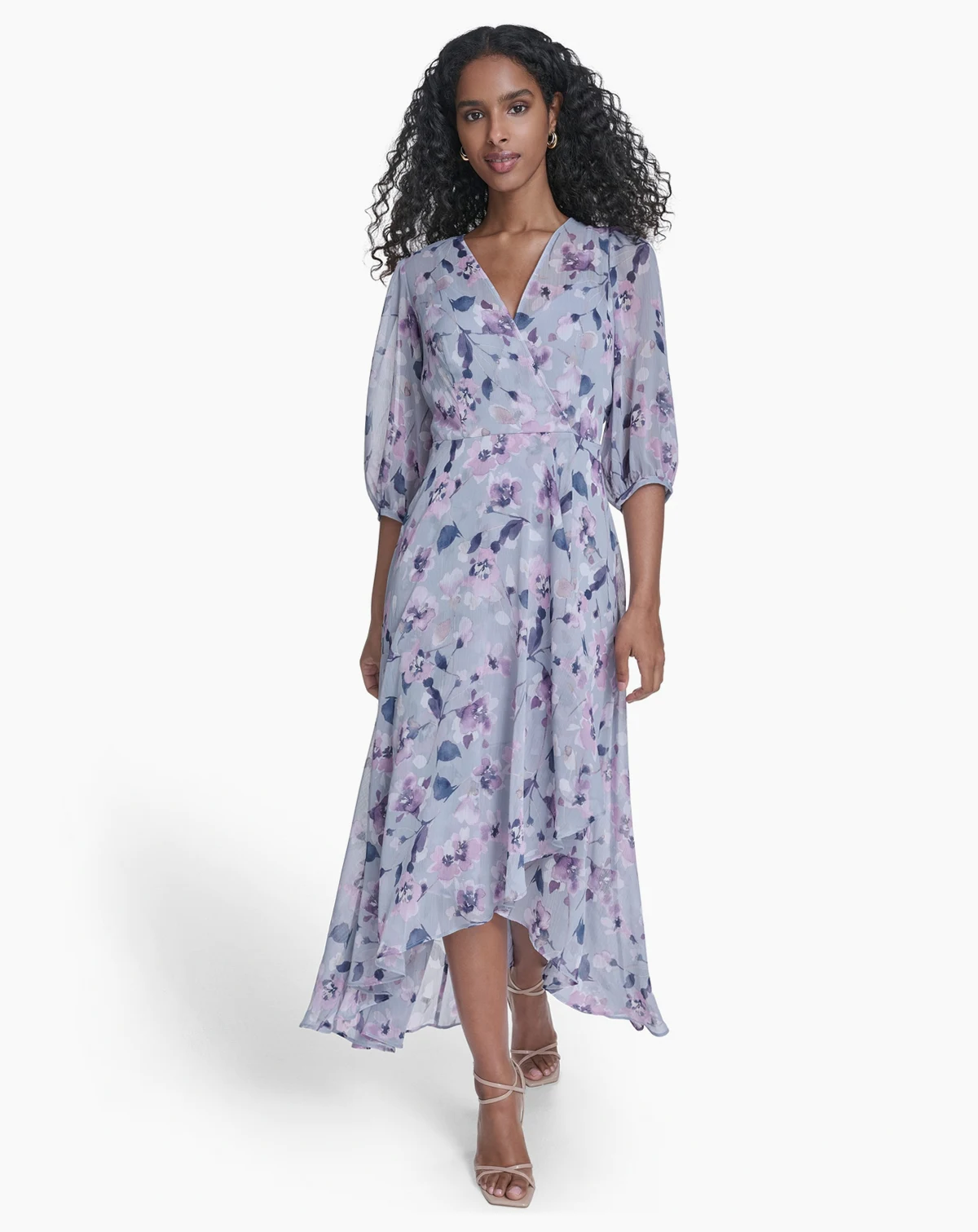 Women's Faux Wrap Balloon-Sleeve Dress