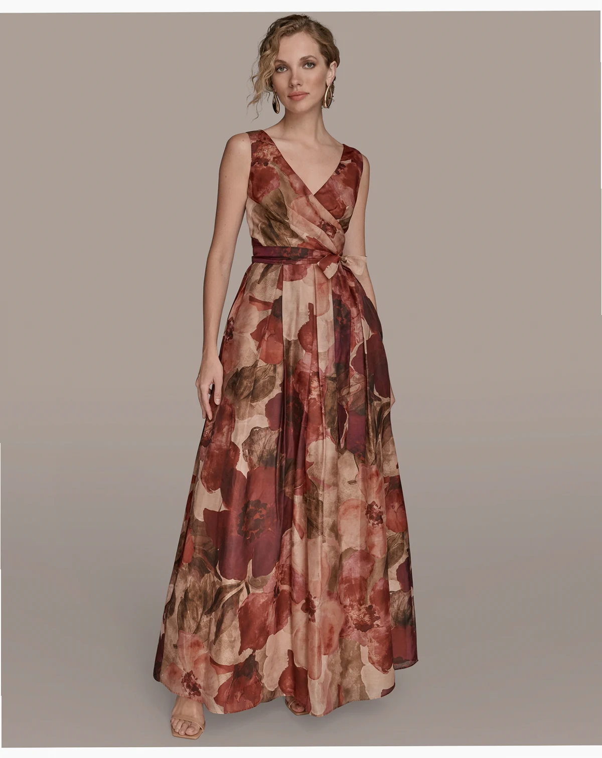 Women's V-Neck Floral Ball Gown