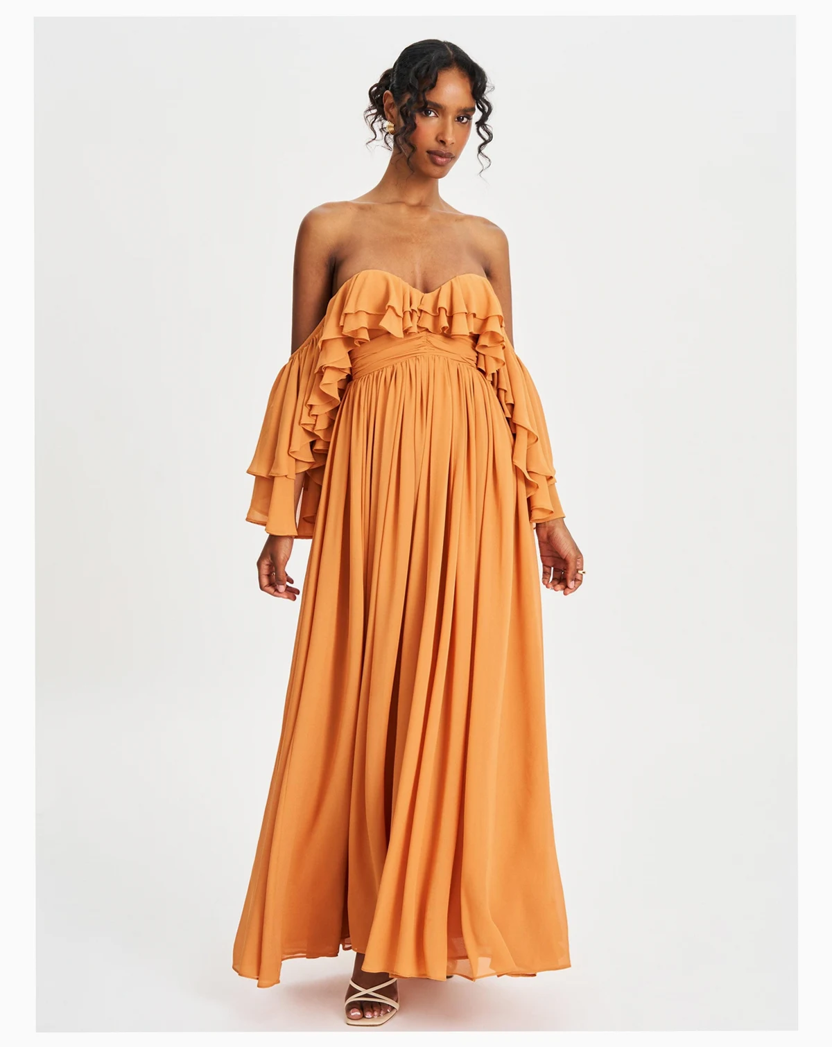 Women's Kaela Brickwork Off Shoulder Chiffon Maxi Dress