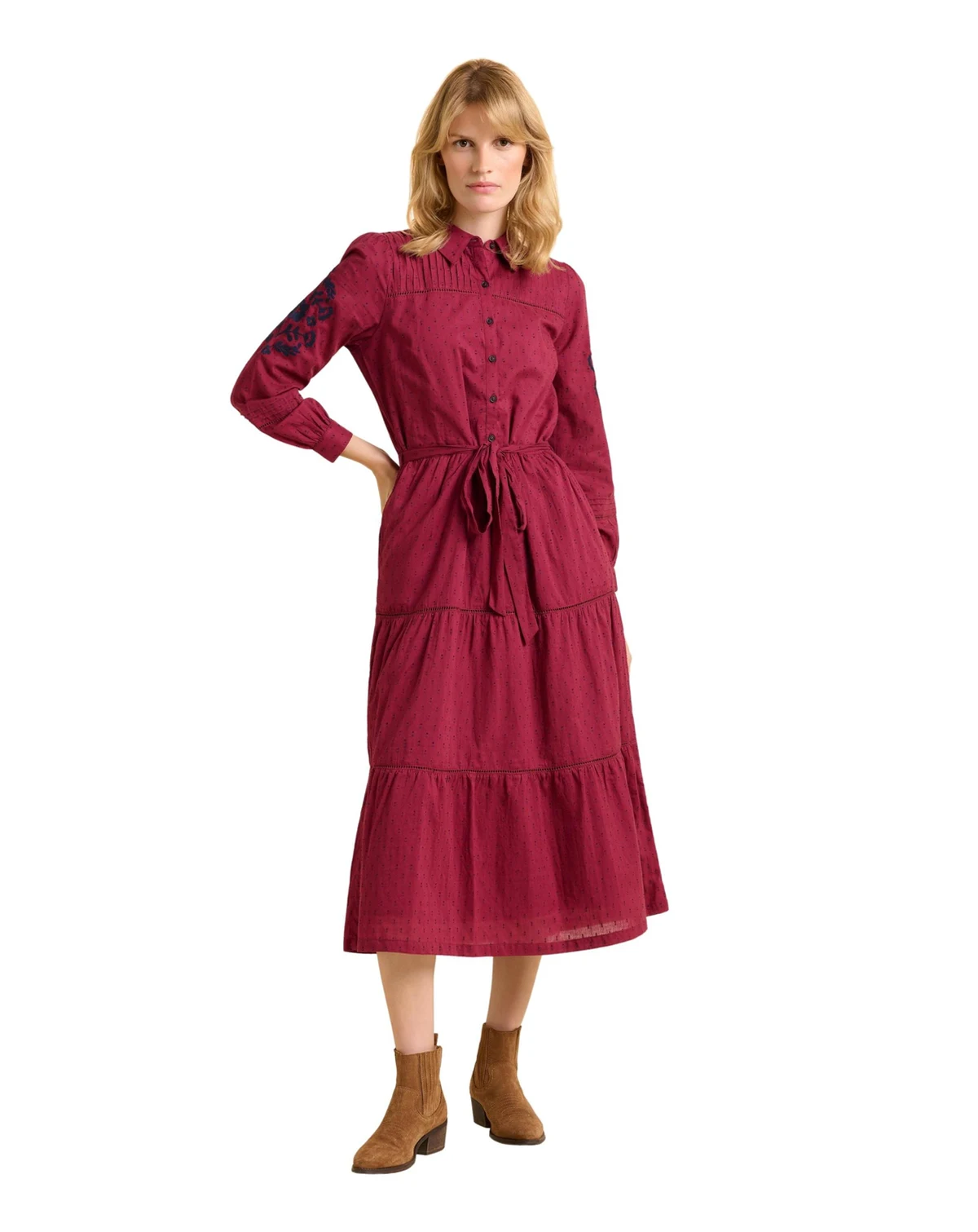 Women's Embers Long Sleeve Tie Waist Midi Dress