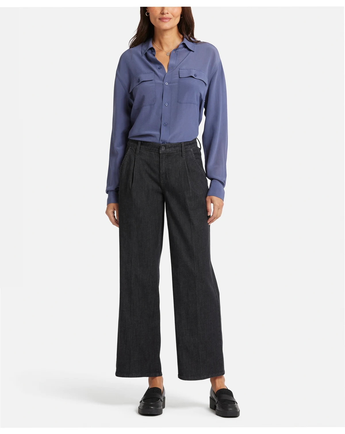Petite Teresa Wide Leg Ankle Pleated Jeans