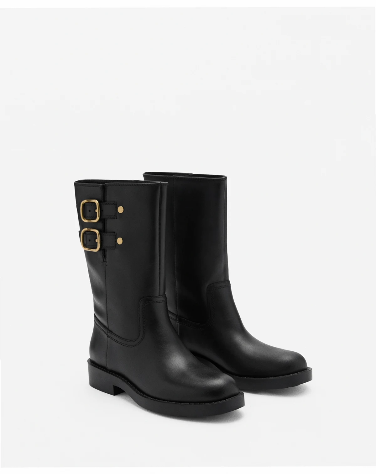 Women's Buckle Leather Ankle Boots