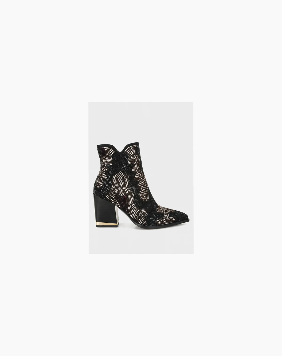 Womens Zarka Rhinestones Embellished Block Heel Boots