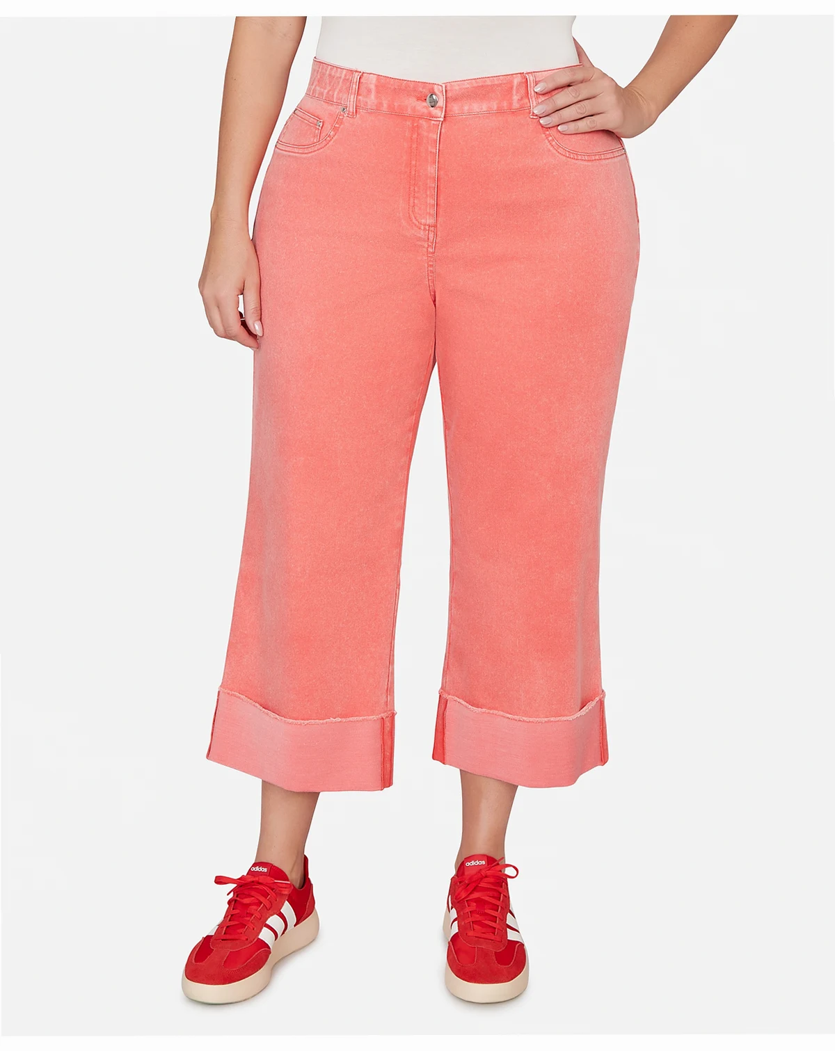 Plus Size Sunwashed Cuffed Colored Ankle Jean