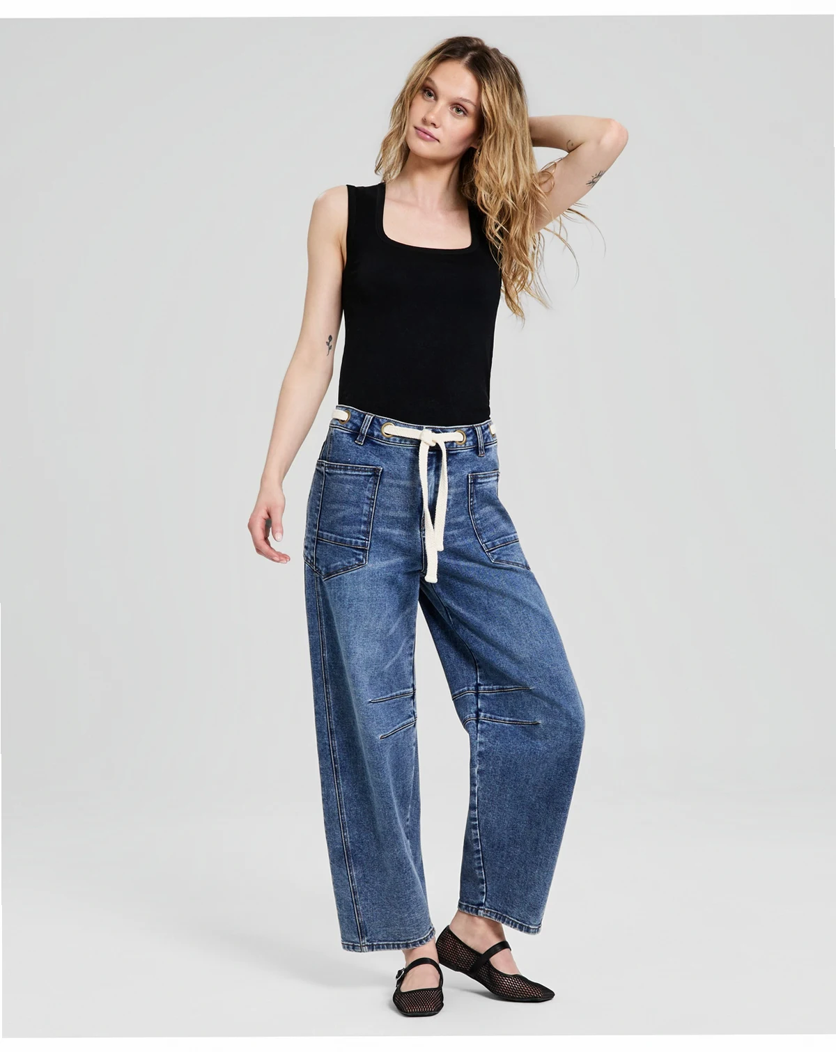 Women's High-Rise Tie-Waist Denim Jeans, Macy's Exclusive
