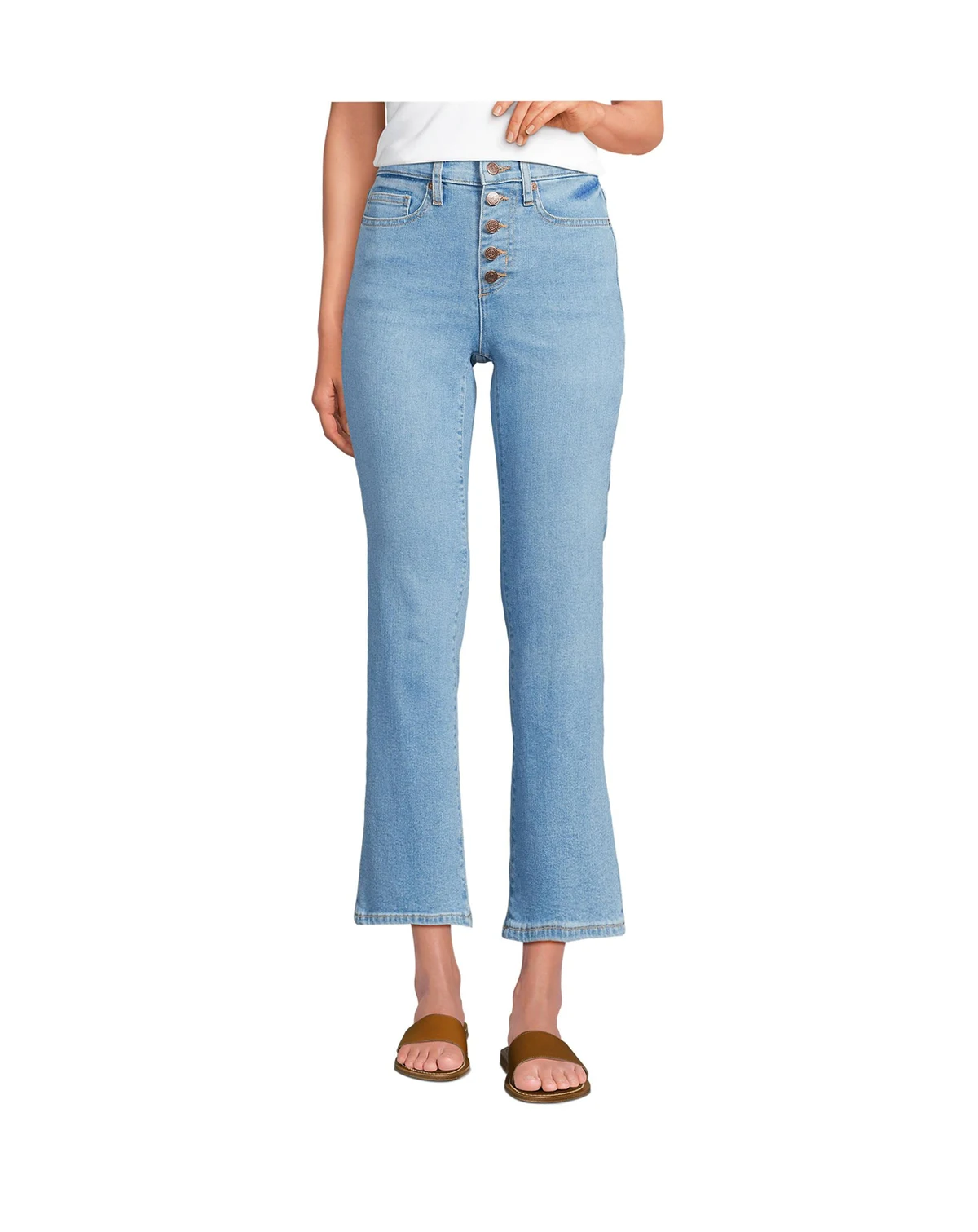 Women's Recover High Rise Button Front Kick Flare Crop Jeans