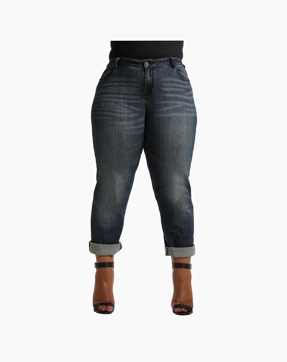 Plus Size Curvy-Fit Rolled Cuff Boyfriend Jeans