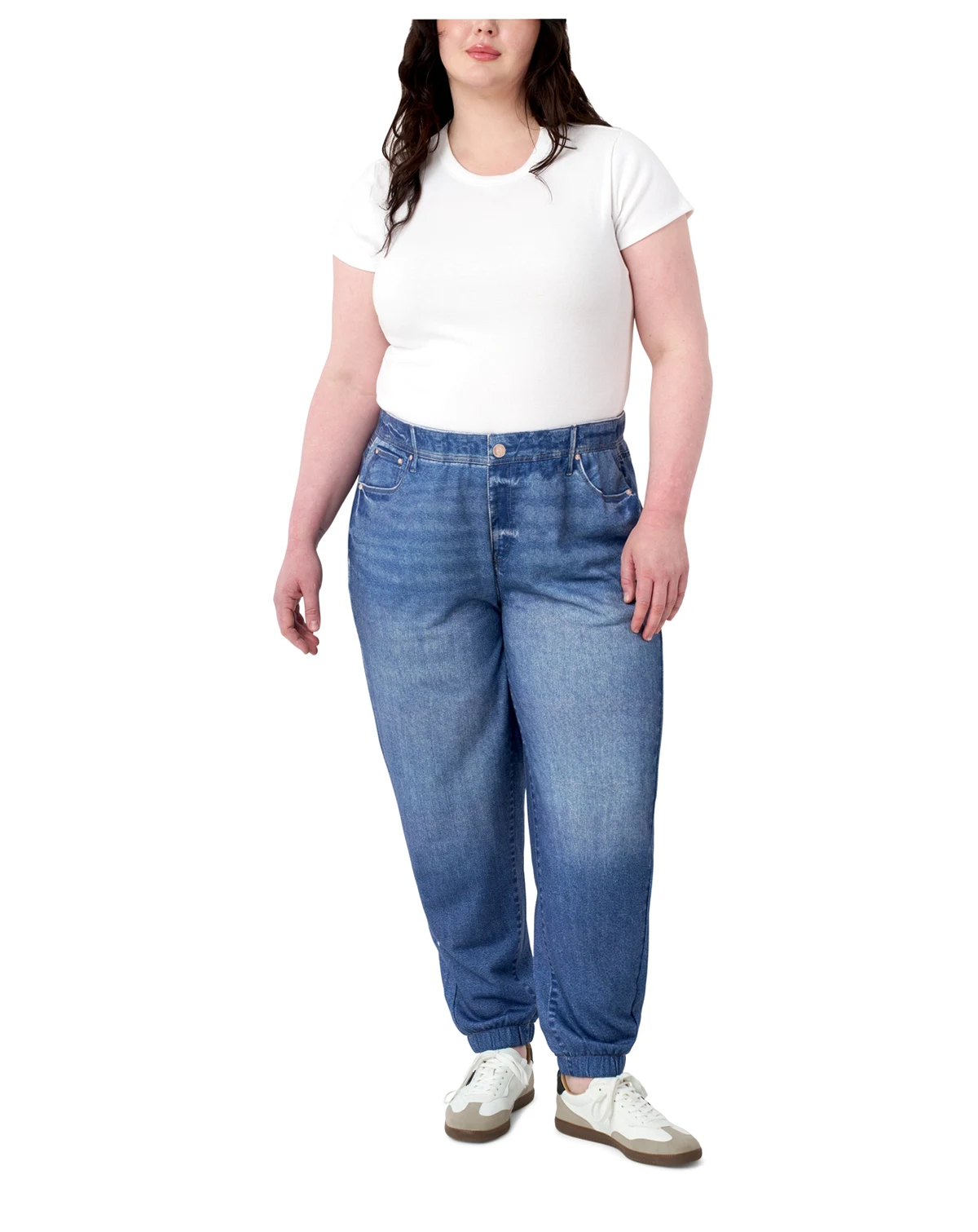 Plus Size Denim-look Sweatpant Jogger