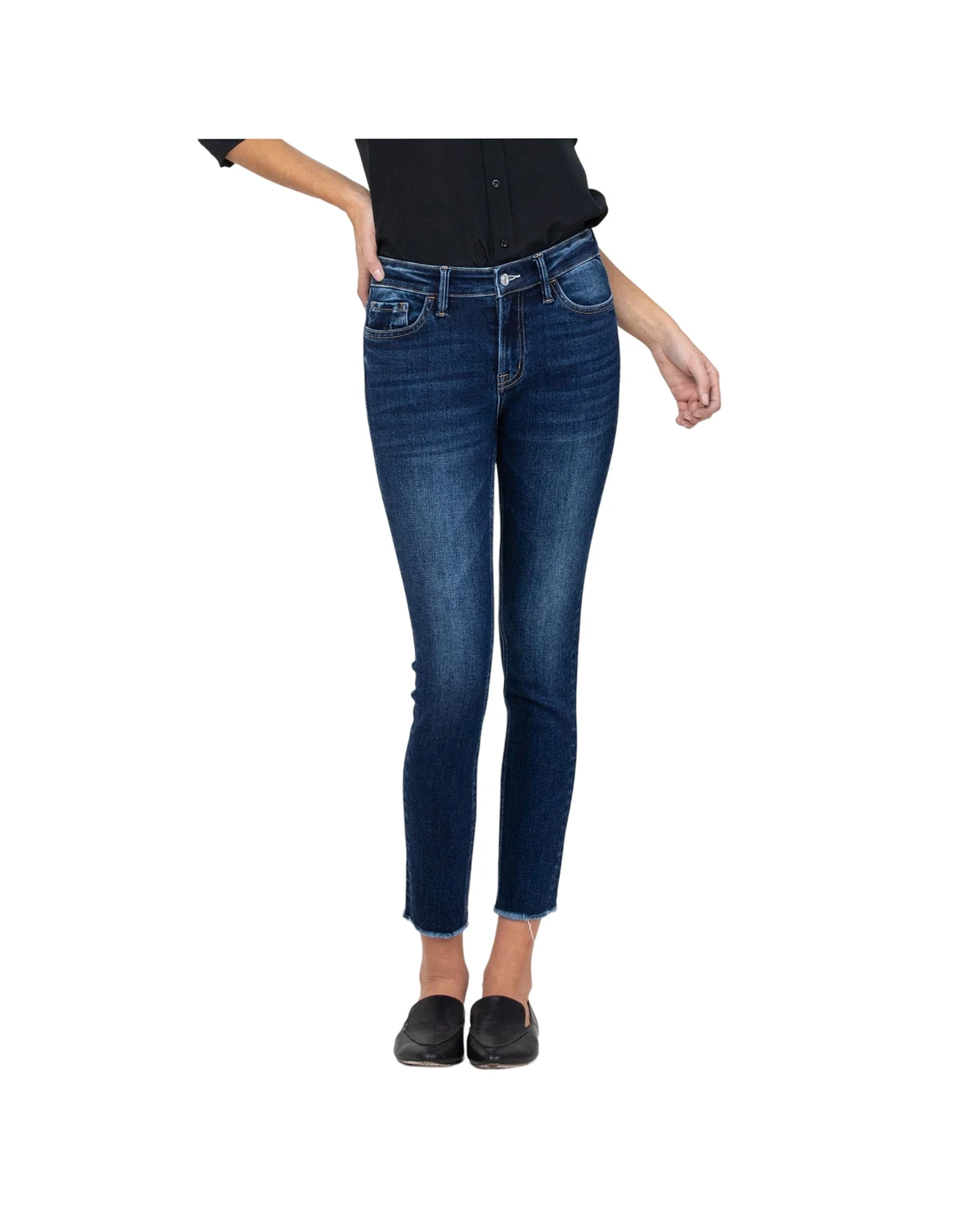 Women's Mid Rise Raw Hem Cropped Skinny Jeans