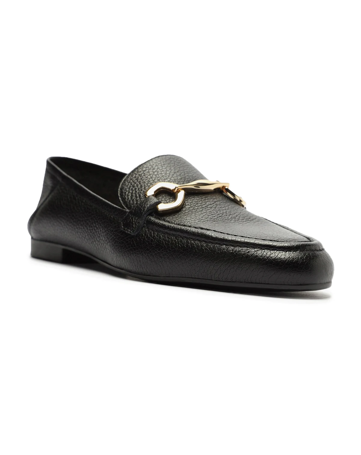 Emma Horse Bit Pebble Leather Classic Loafers