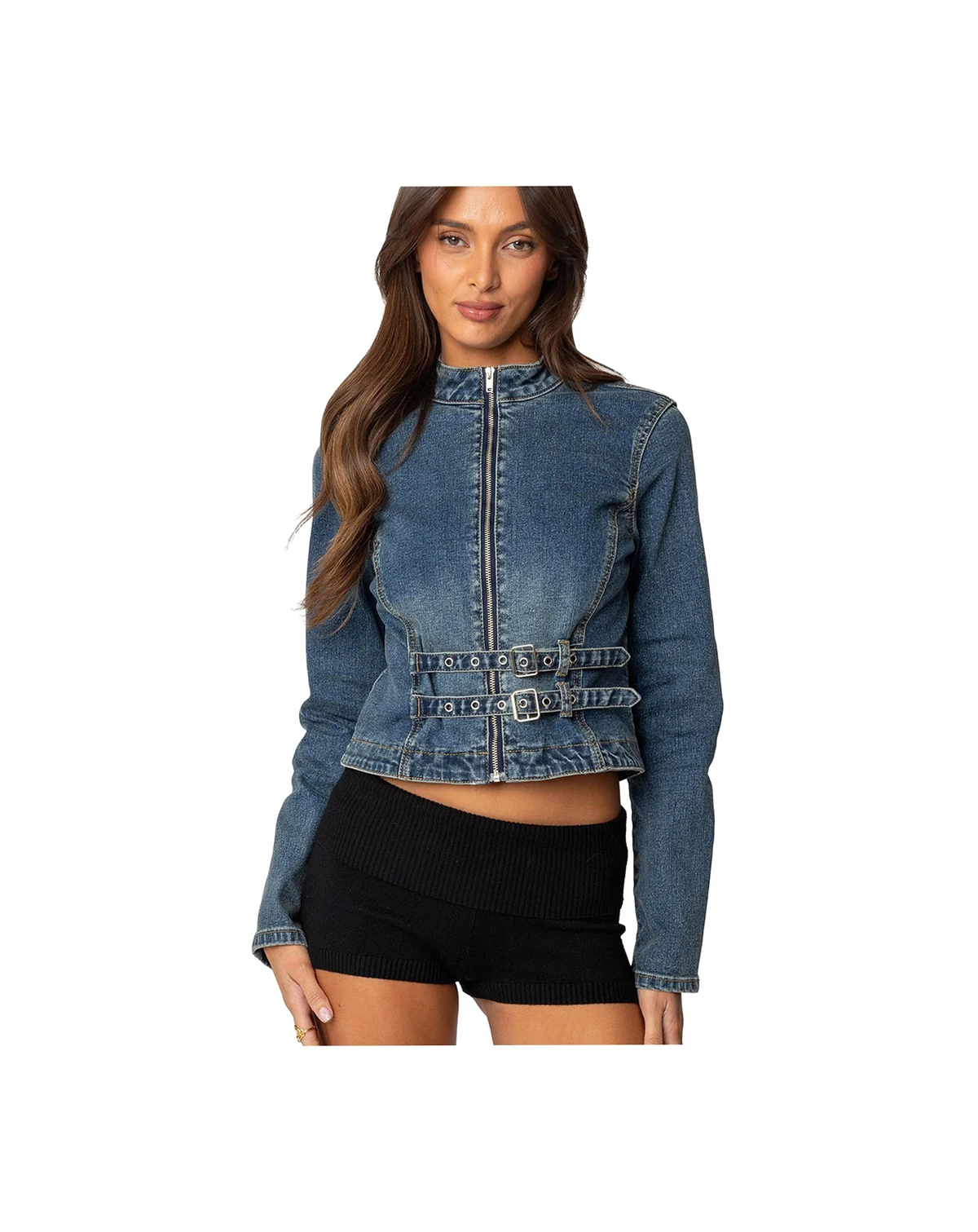 Women's Double Buckle Denim Jacket