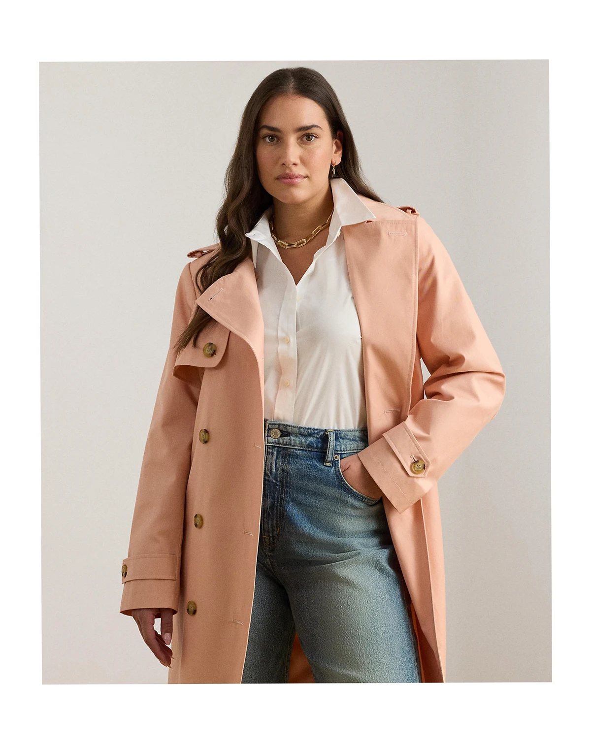 Plus Size Double-Breasted Belted Trench Coat