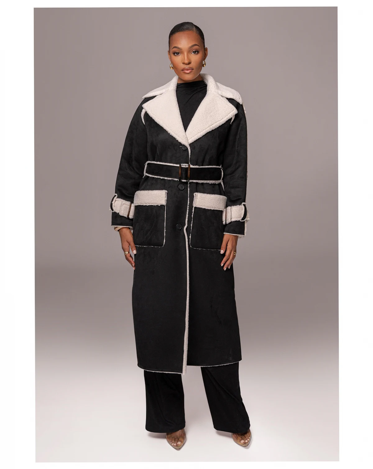 Women's Suede And Sherpa Reversible Coat