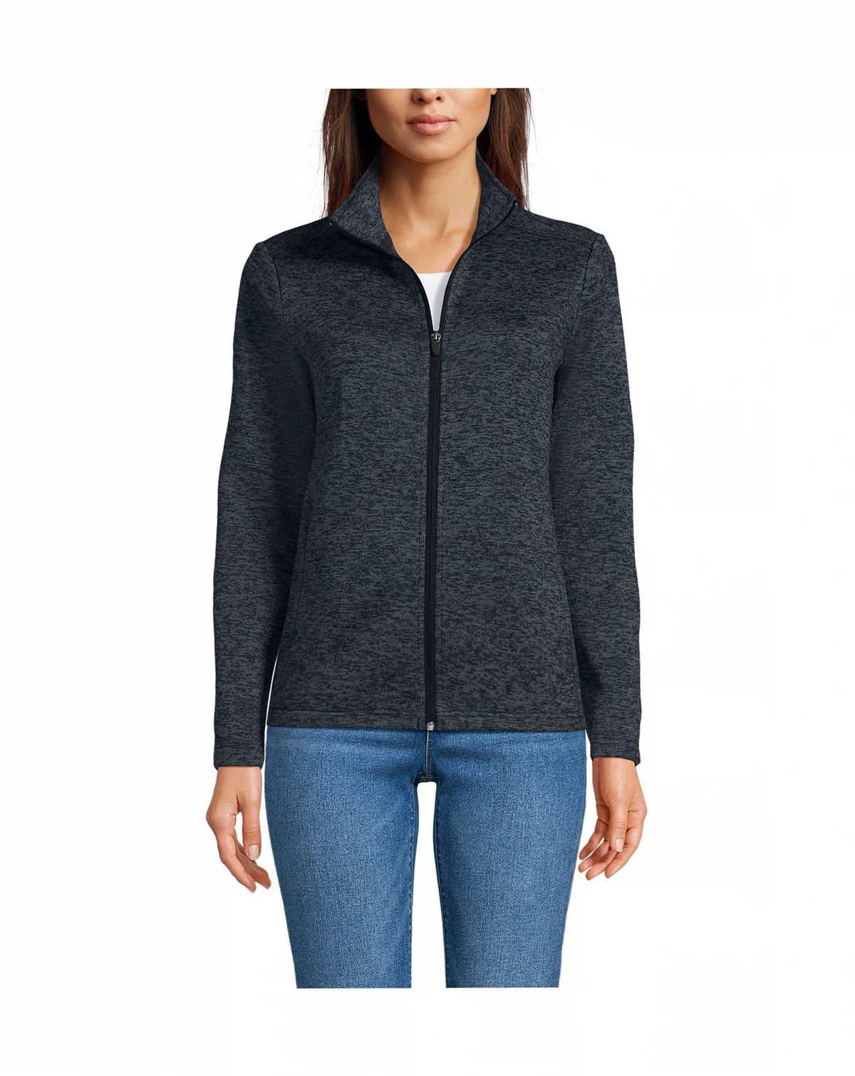 Women's Sweater Fleece Zip Front Jacket