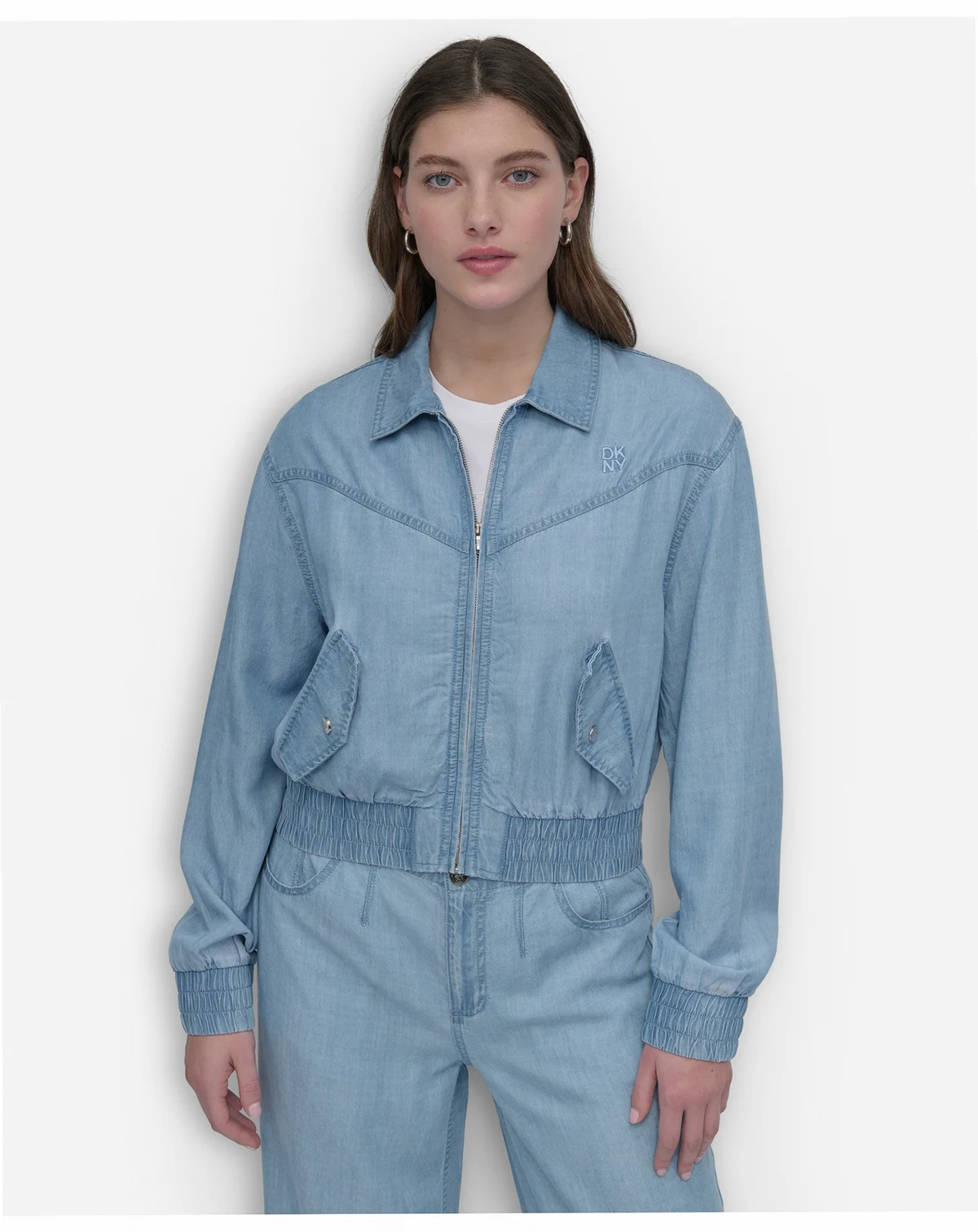 Women's Chambray Zip-Front Bomber Jacket