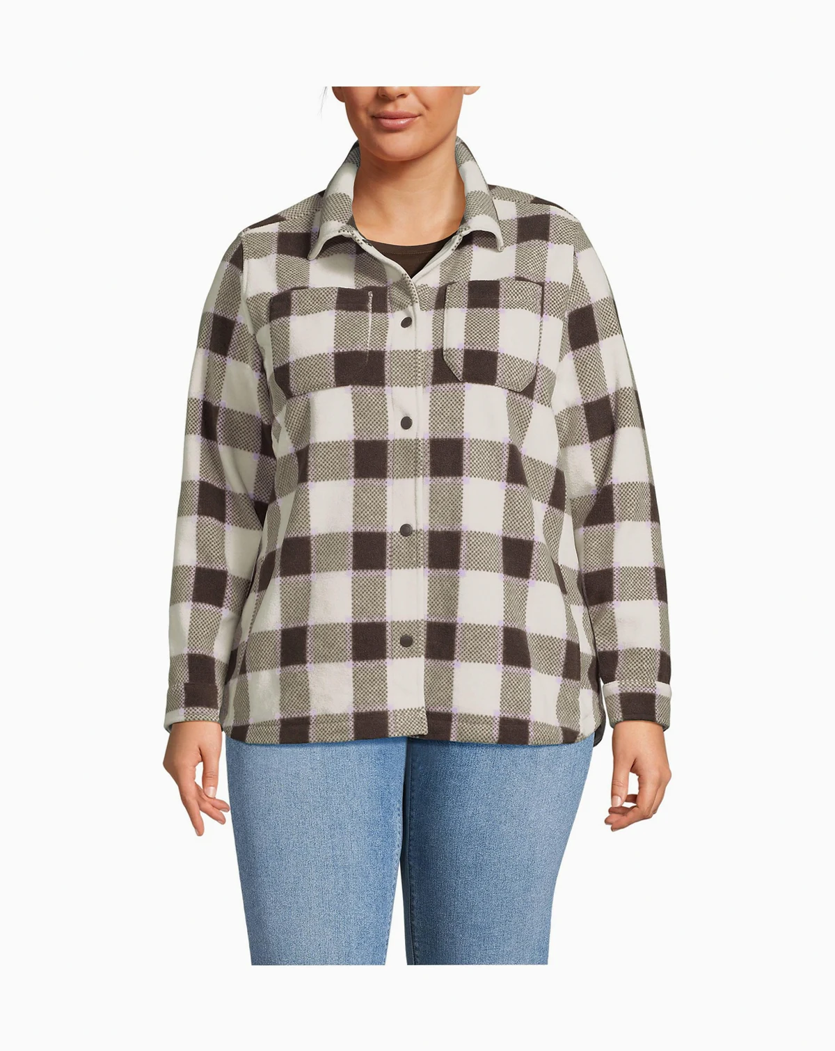 Plus Size Print Anyweather Fleece Shirt Jacket