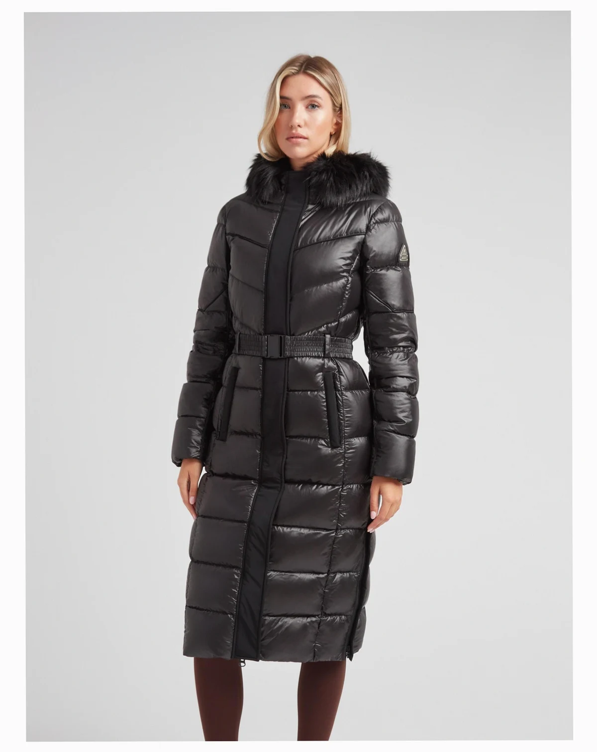 Women's Diamond Belted Extra Long Down Coat