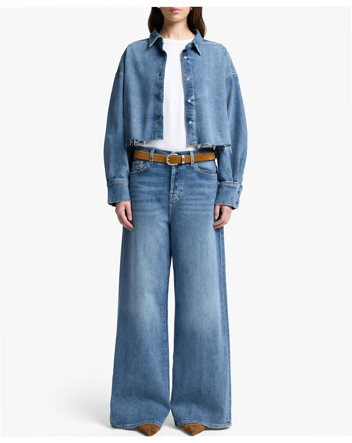 Women's Cropped Denim Shirt Jacket