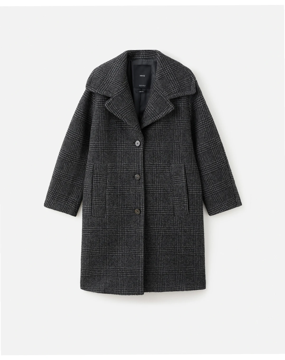 Women's Checked Wool-Blend Coat