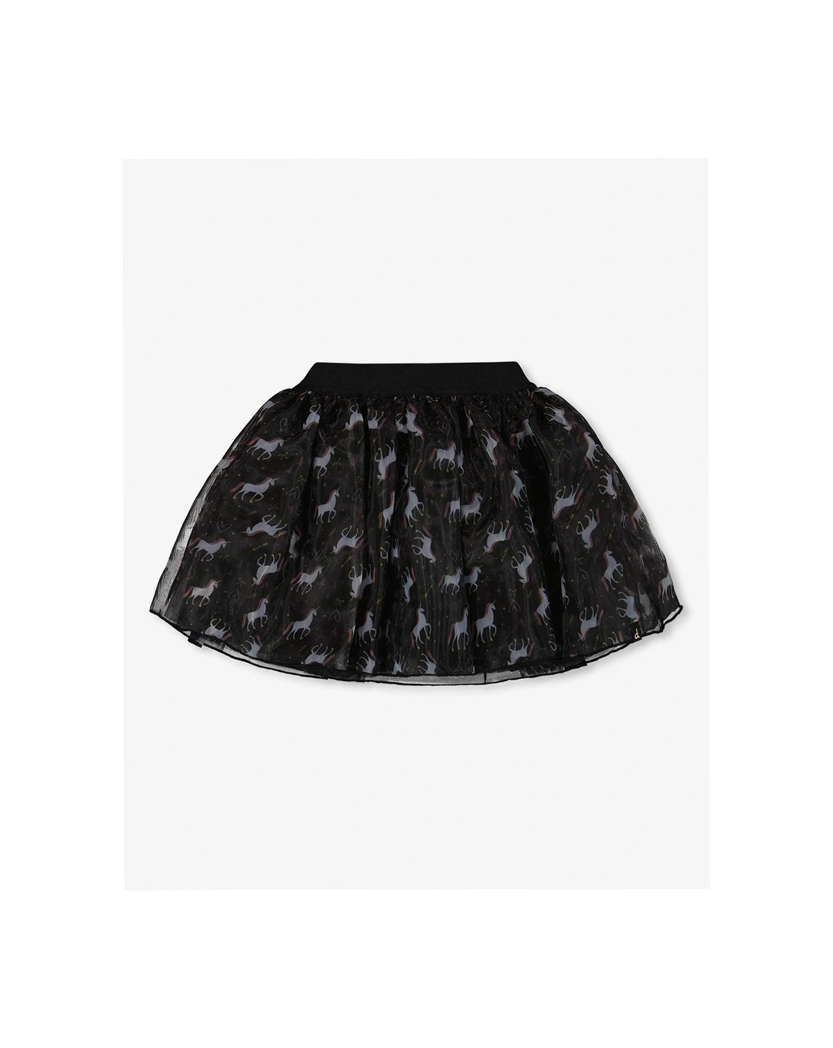 Toddler Girls Organza and Mesh Skirt Black with Unicorn Print - Toddler|Child