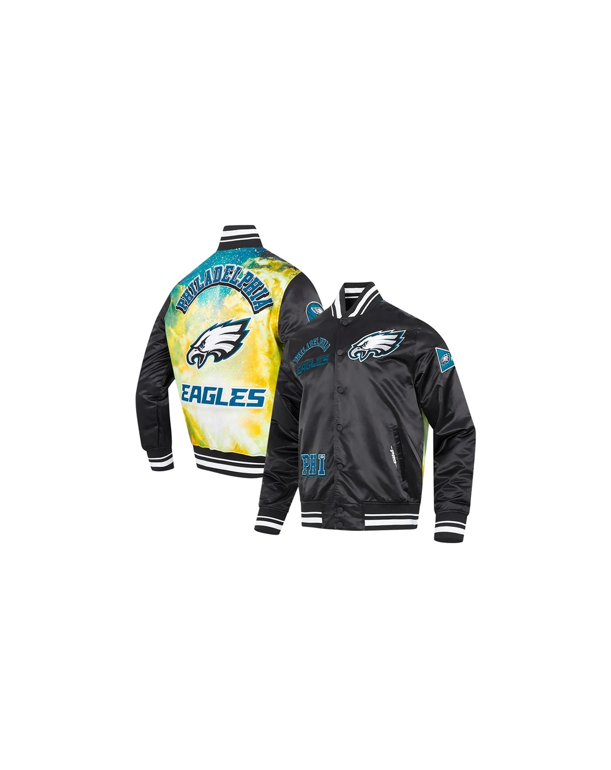 Men's Black Philadelphia Eagles Sublimated Satin Full-Snap Jacket