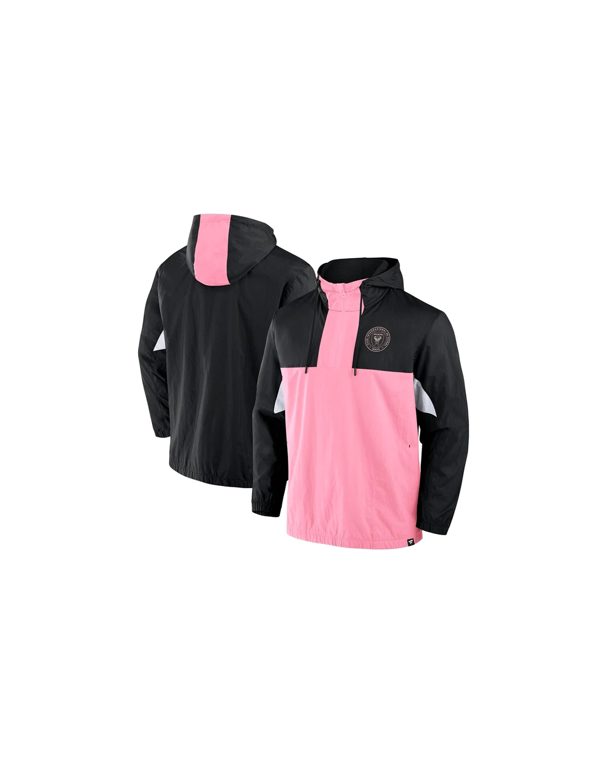 Men's Black Inter Miami CF Free Kick Woven Quarter-Zip Hoodie Jacket