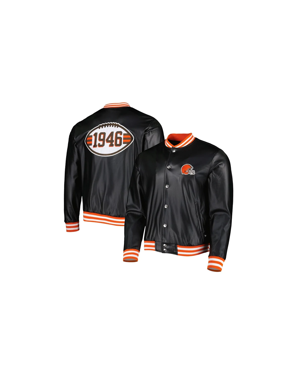 Men's Black Cleveland Browns Metallic Bomber Full-Snap Jacket