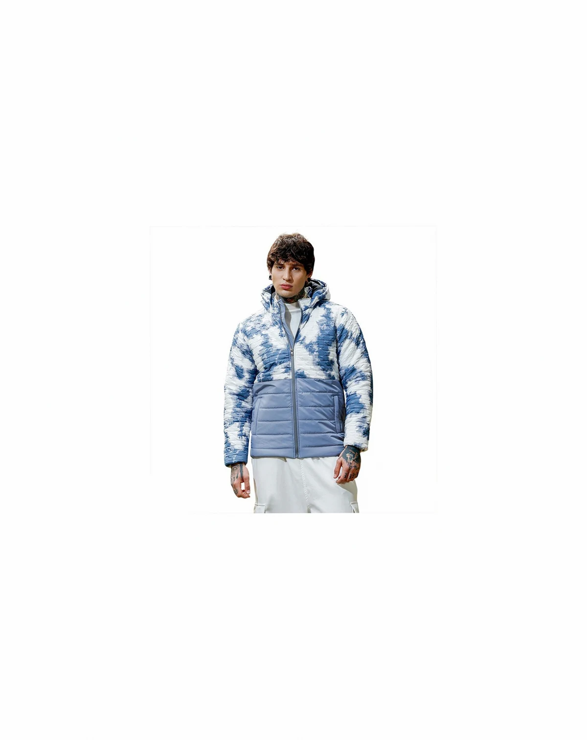 Men's Coin Grey Dye-Block Quilt Puffer Jacket