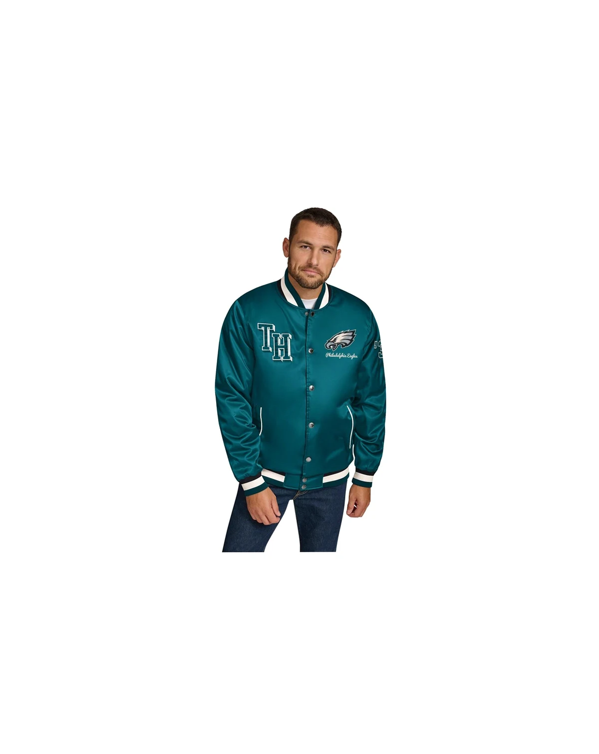 Men's Midnight Green Philadelphia Eagles Dante Full-Snap Satin Jacket