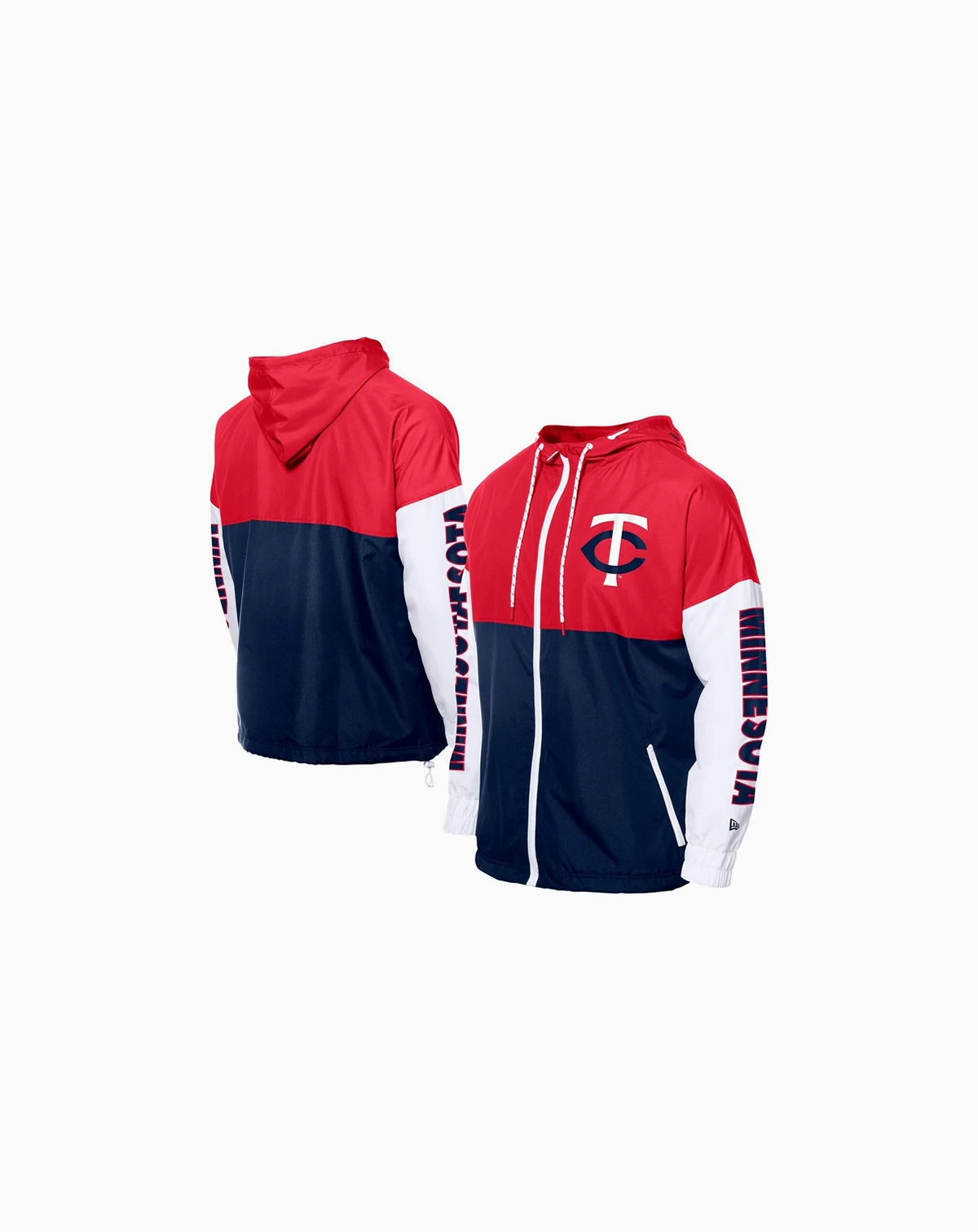 Men's Navy/Red Minnesota Twins Color Block Full-Zip Hoodie Windbreaker Jacket