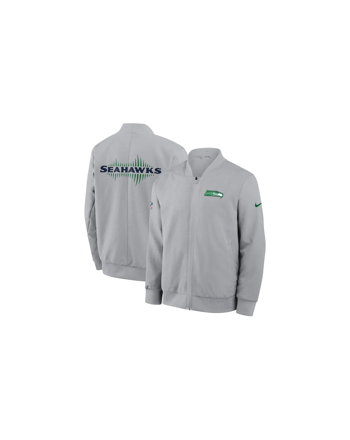 Men's Wolf Gray Seattle Seahawks 2025 Rivalries Collection Sideline Full-Zip Bomber Jacket