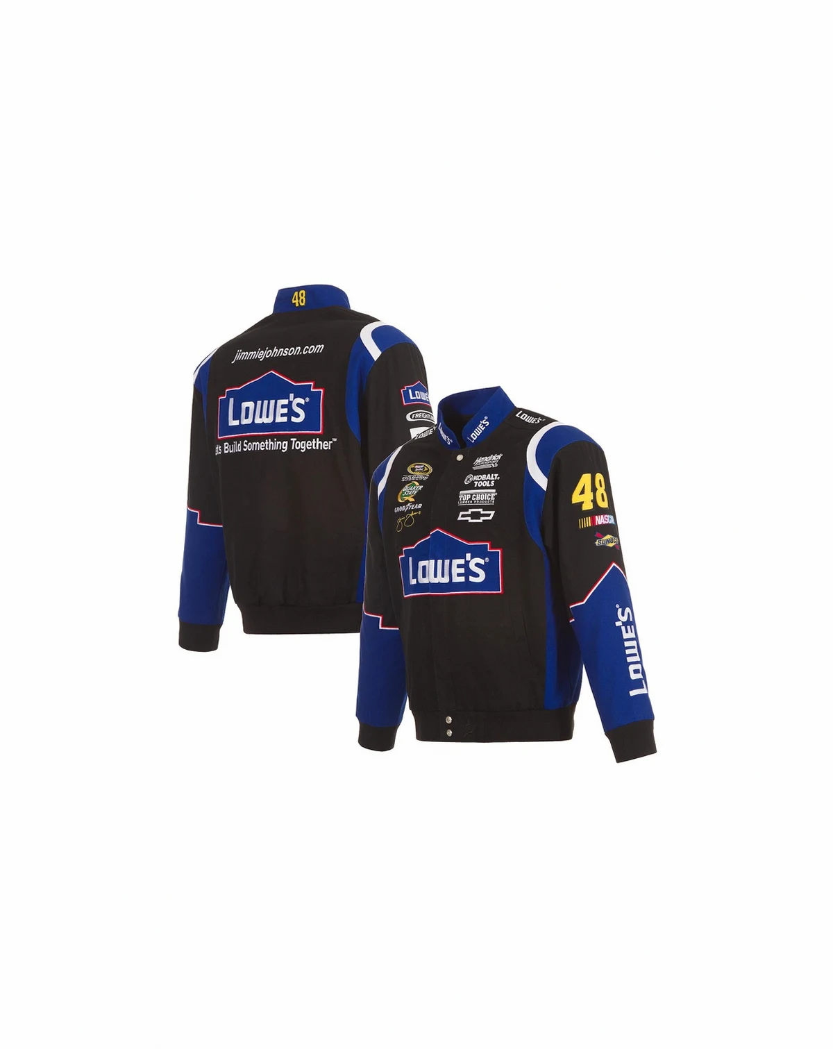 Men's Black Jimmie Johnson Lowe's Twill Driver Uniform Full-Snap Jacket
