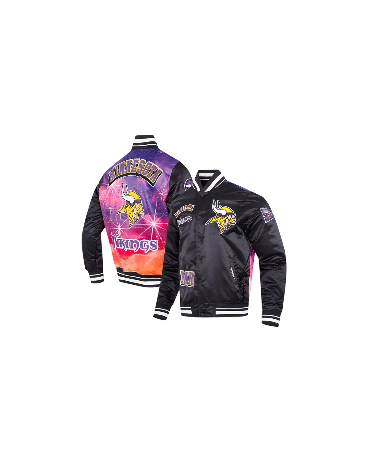 Men's Black Minnesota Vikings Sublimated Satin Full-Snap Jacket