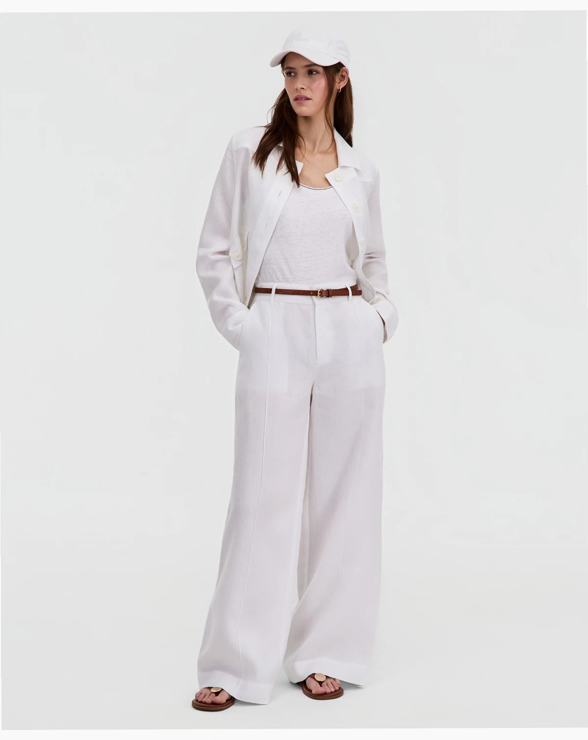 Women's 100% Linen Woven Pleated Wide-Leg Pants, Created for Macy's